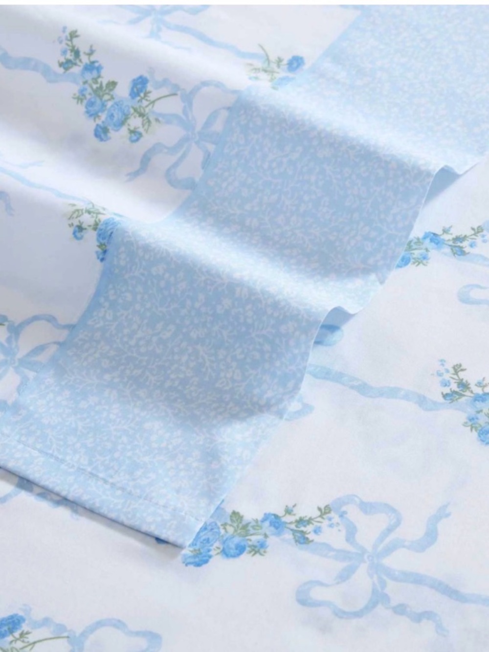 Laura Ashley Twin Blue/White Floral Cottage Sheet Set ~ Charming NWT